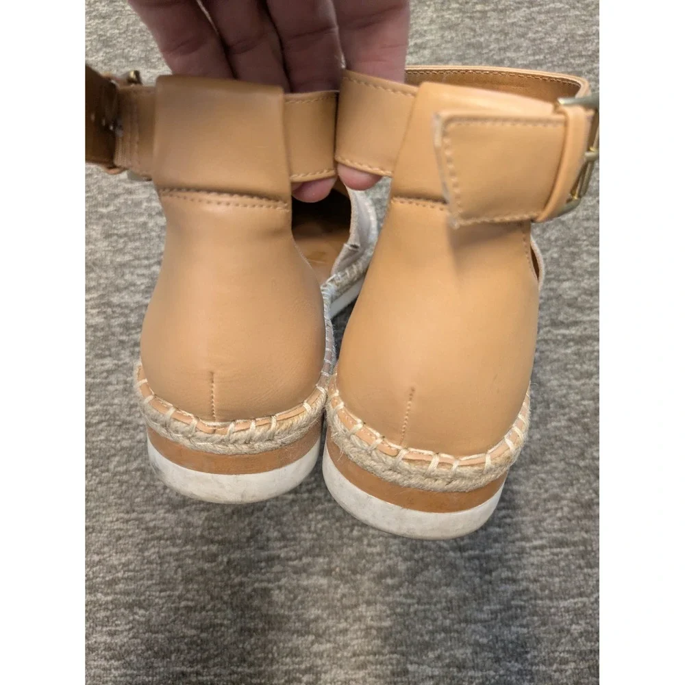 a.n.a Espadrille Flats Women's 9 Tan Ankle‎ Strap Jute Summer Boho Sandals